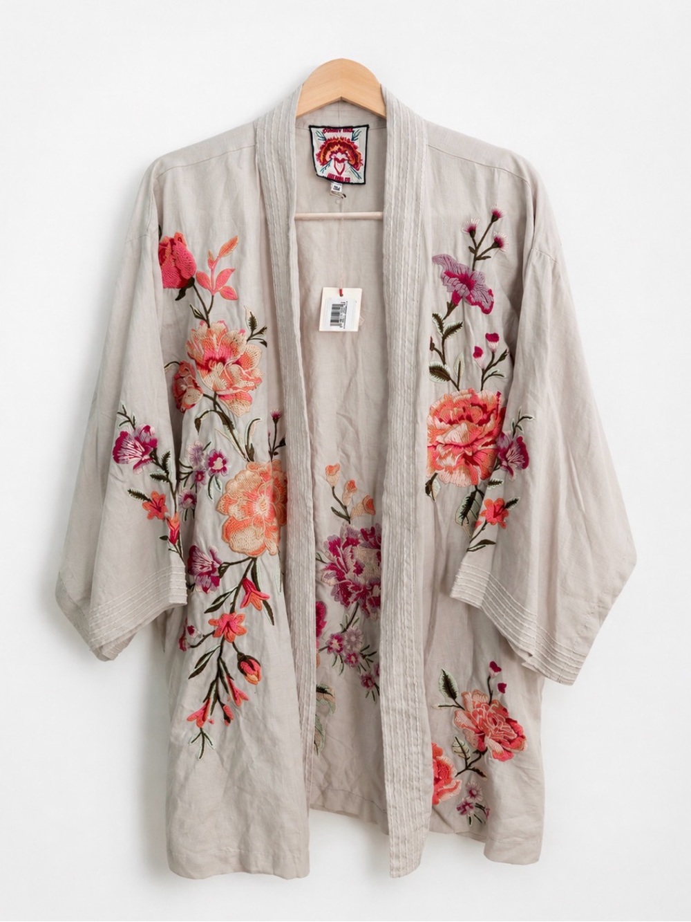 Johnny Was Vienna Linen Kimono Embroidered Size Large - Picture 2 of 6